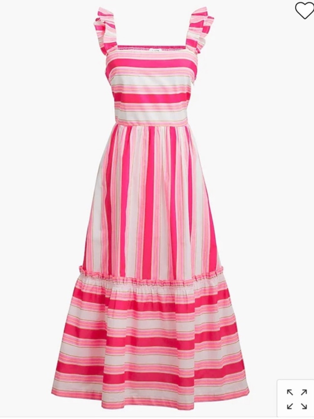 J CREW Pink Striped Square Neck Midi Cotton Dress